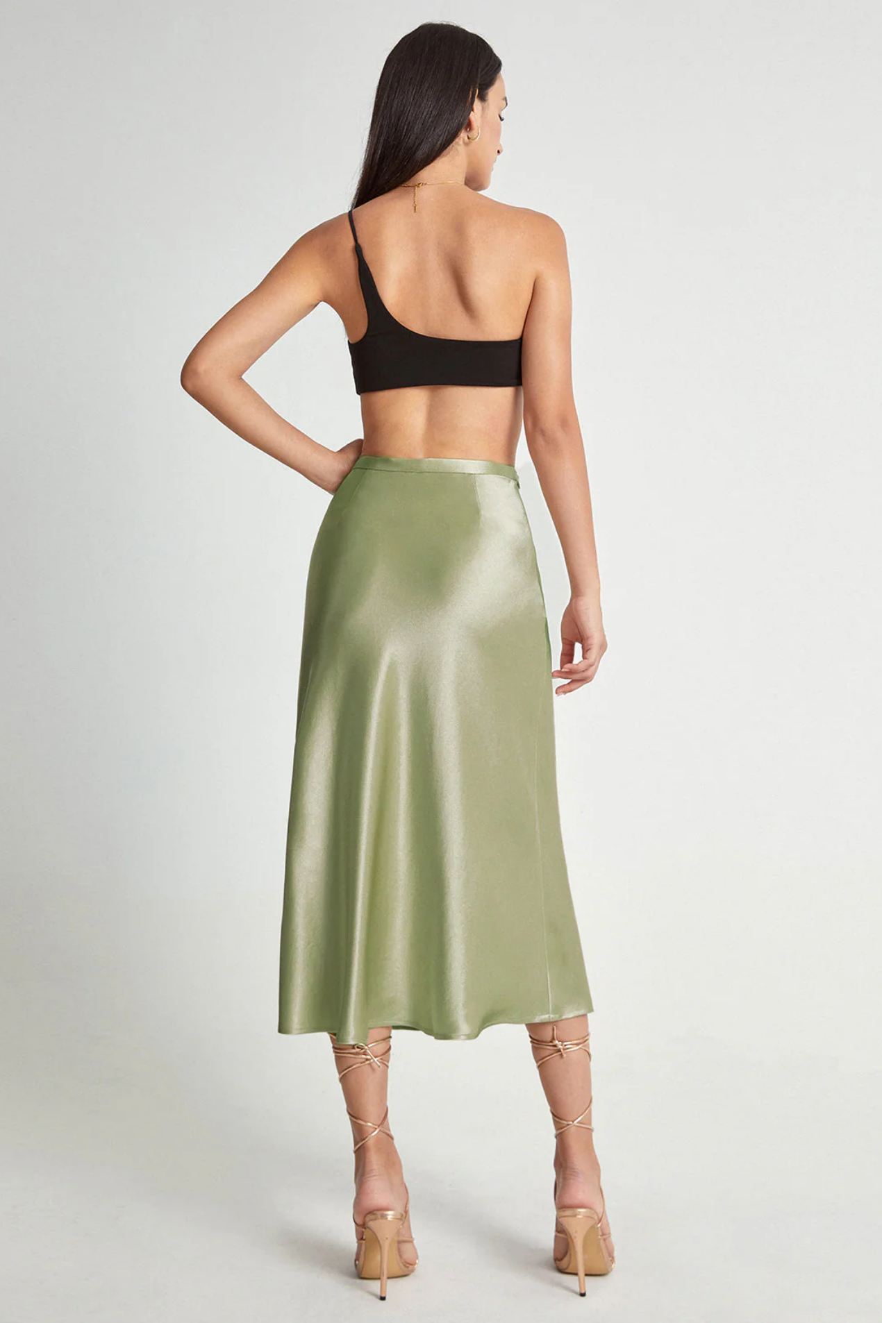 Jupe midi femme satinée coupe fluide