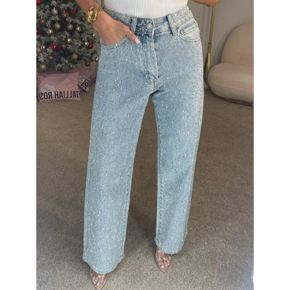 Lina – hoog getailleerde wijde jeans met meerdere zakken en relaxte pasvorm