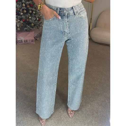 Lina – hoog getailleerde wijde jeans met meerdere zakken en relaxte pasvorm