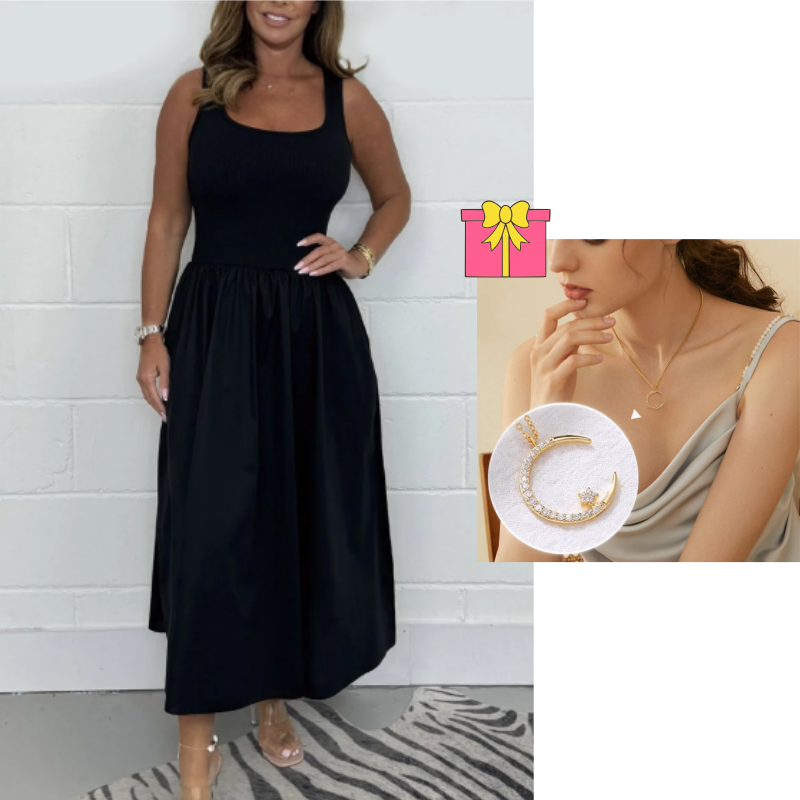 Stylish Sleeveless A-Line Dress with Square Neckline
