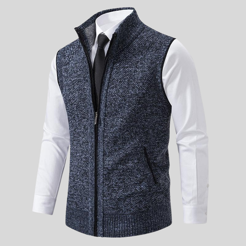 Mark- Sleeveless Vest with Stand Collar and Zip Closure | Side Pockets | Sizes XS–2XL | Grey, Light Grey, Red, Black