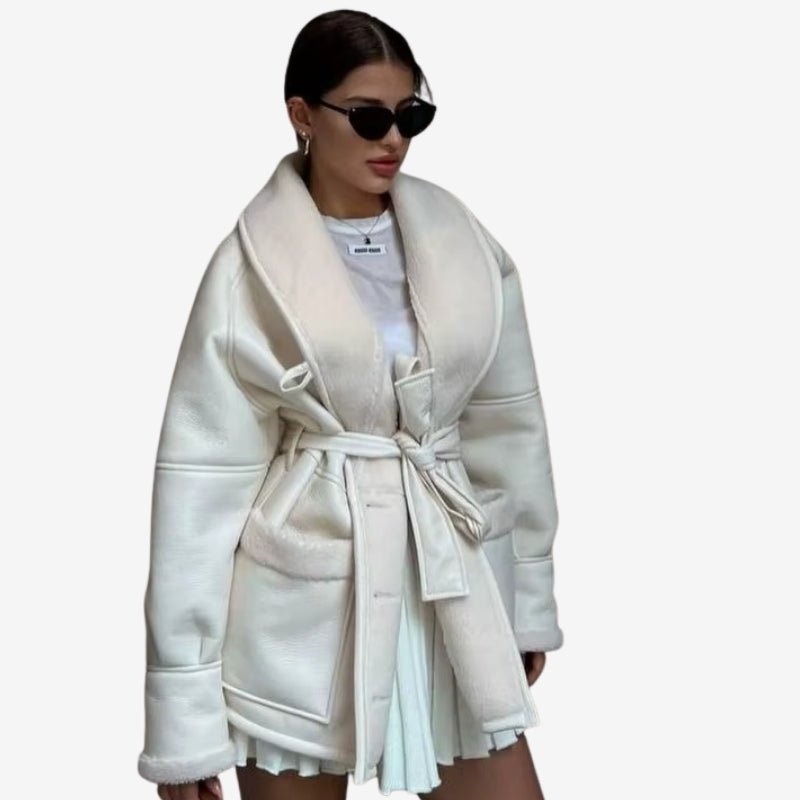 Amelie – Manteau doublé en polaire avec col à revers et poches