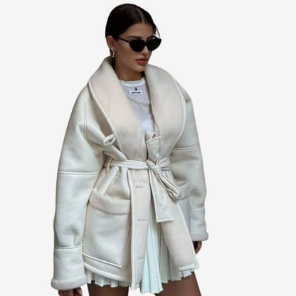 Amelie – Manteau doublé en polaire avec col à revers et poches