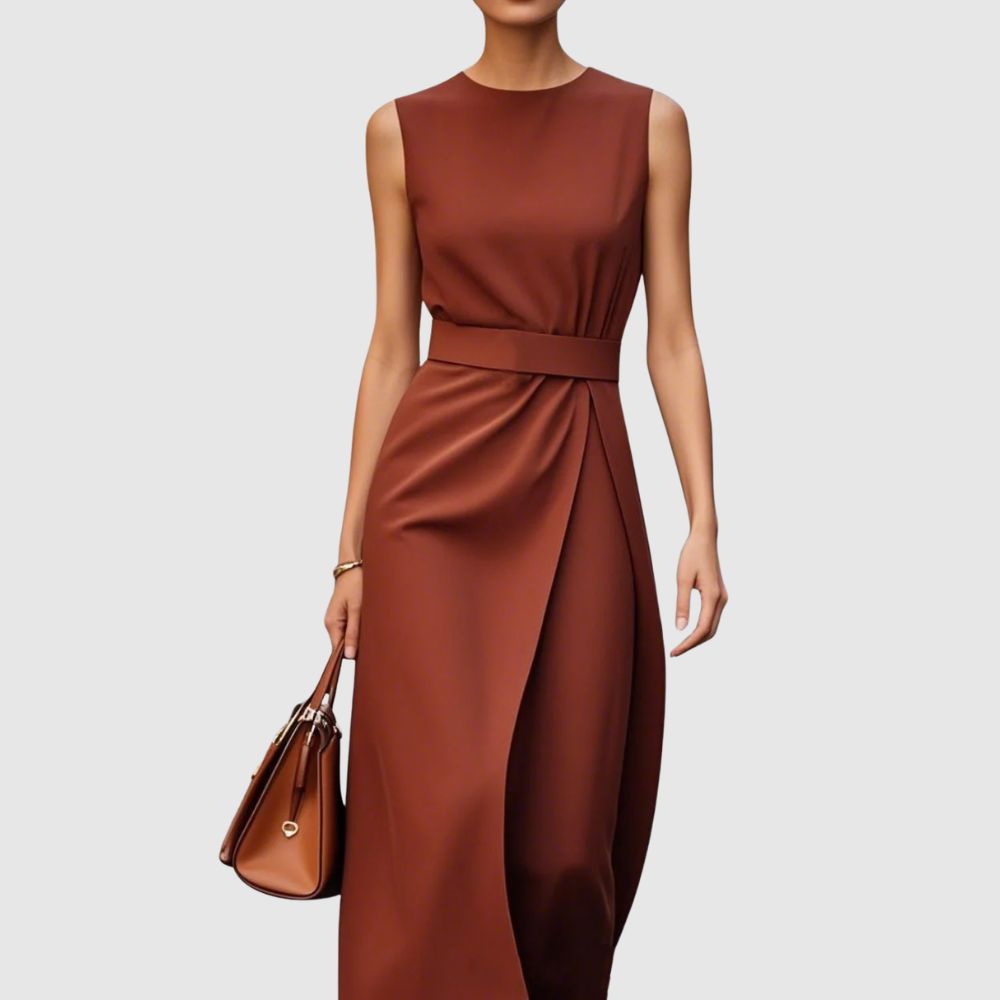 Zoé - Robe midi élégante avec ceinture
