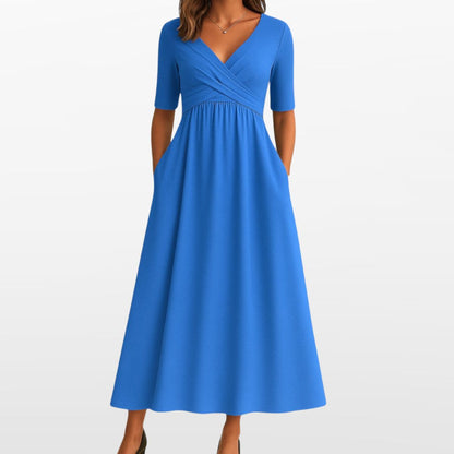 Women V Neck Maxi Dress A Line