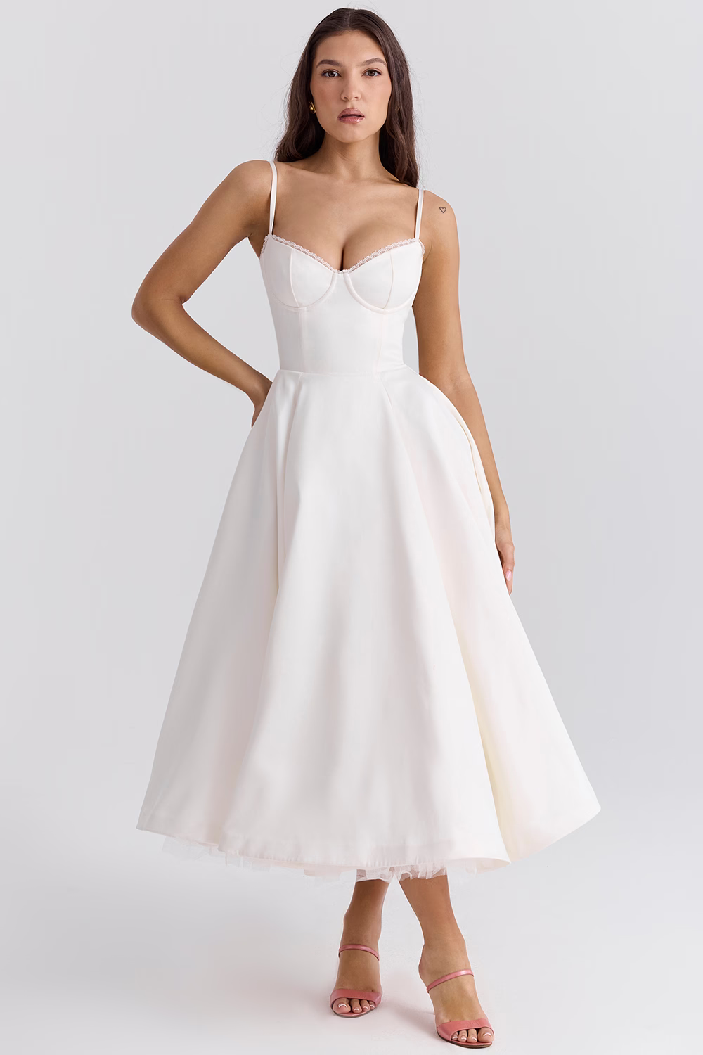 Women’s Satin Swing Midi Dress – Vintage Fit & Flare Elegance