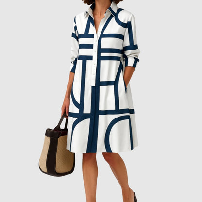 Zoé - Robe chemise avec motif géométrique