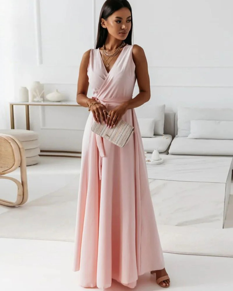 Sophie – Robe longue femme à col en V