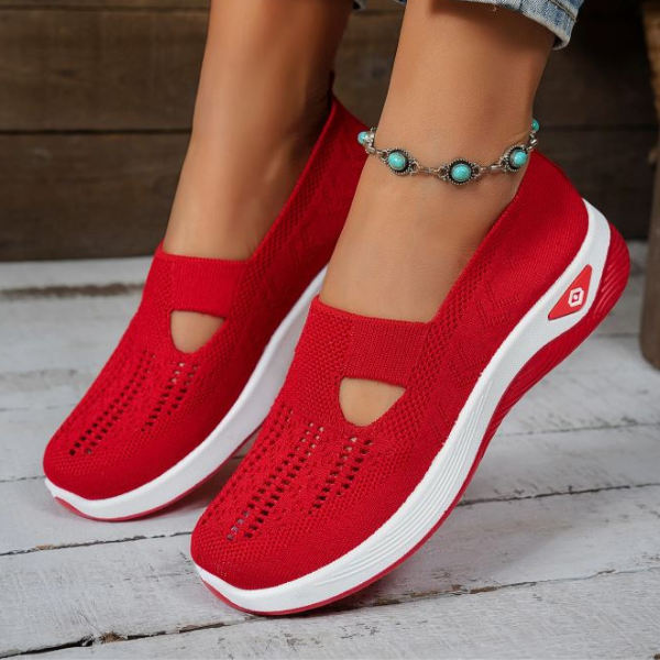 Buty damskie wsuwane sportowe | z siateczką i grubą podeszwą