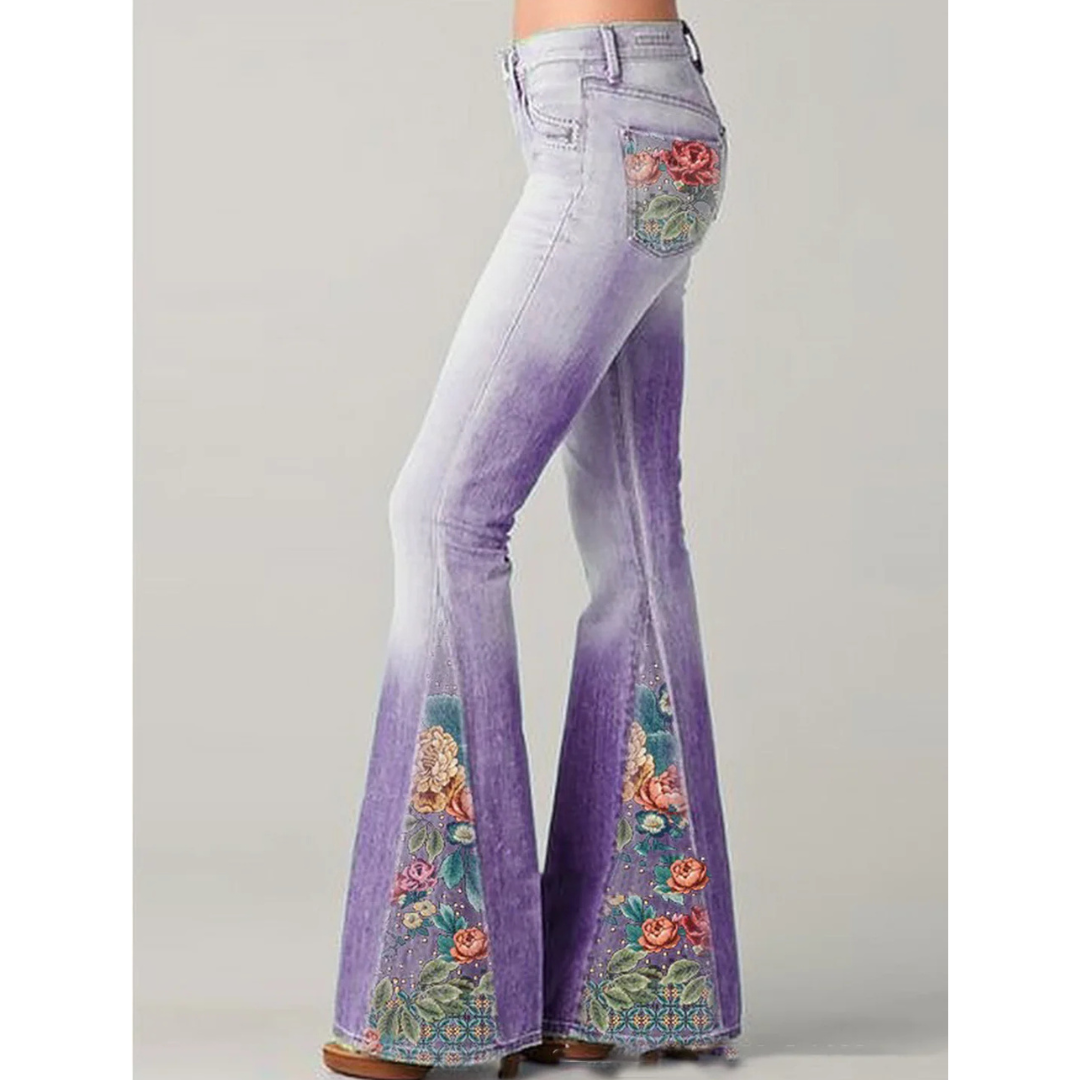 Tessa | Floral Embroidered Flare Jeans
