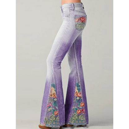 Tessa | Floral Embroidered Flare Jeans