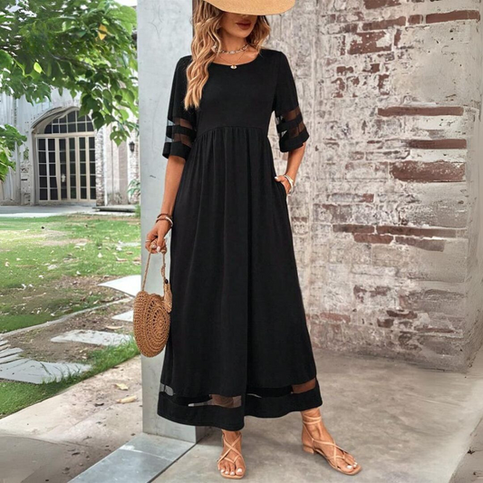 Damen Kurzarmkleid | Locker Maxi