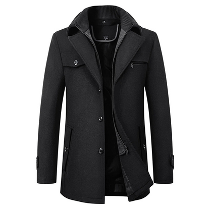 Abrigo Bomber de Mezcla de Lana para Hombre | Chaqueta Formal Cálida de Invierno