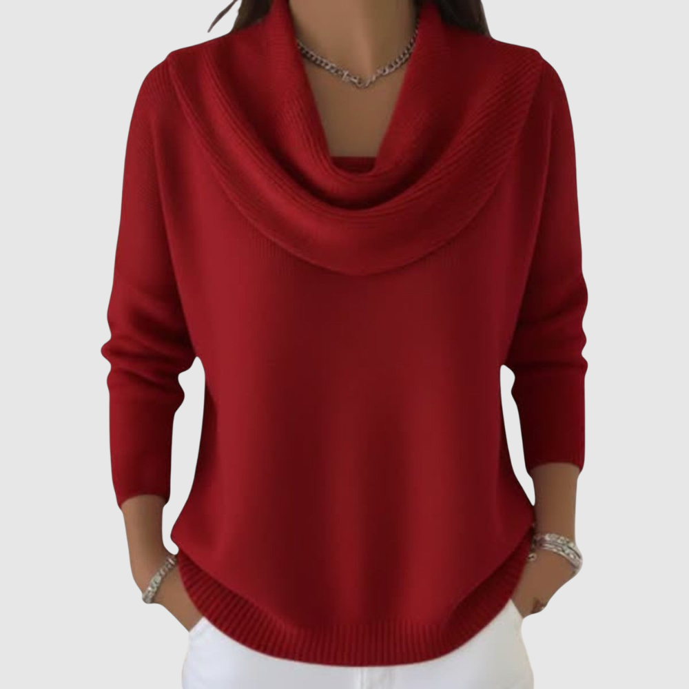Amelia – Elegancki damski sweter z luźnym kołnierzem