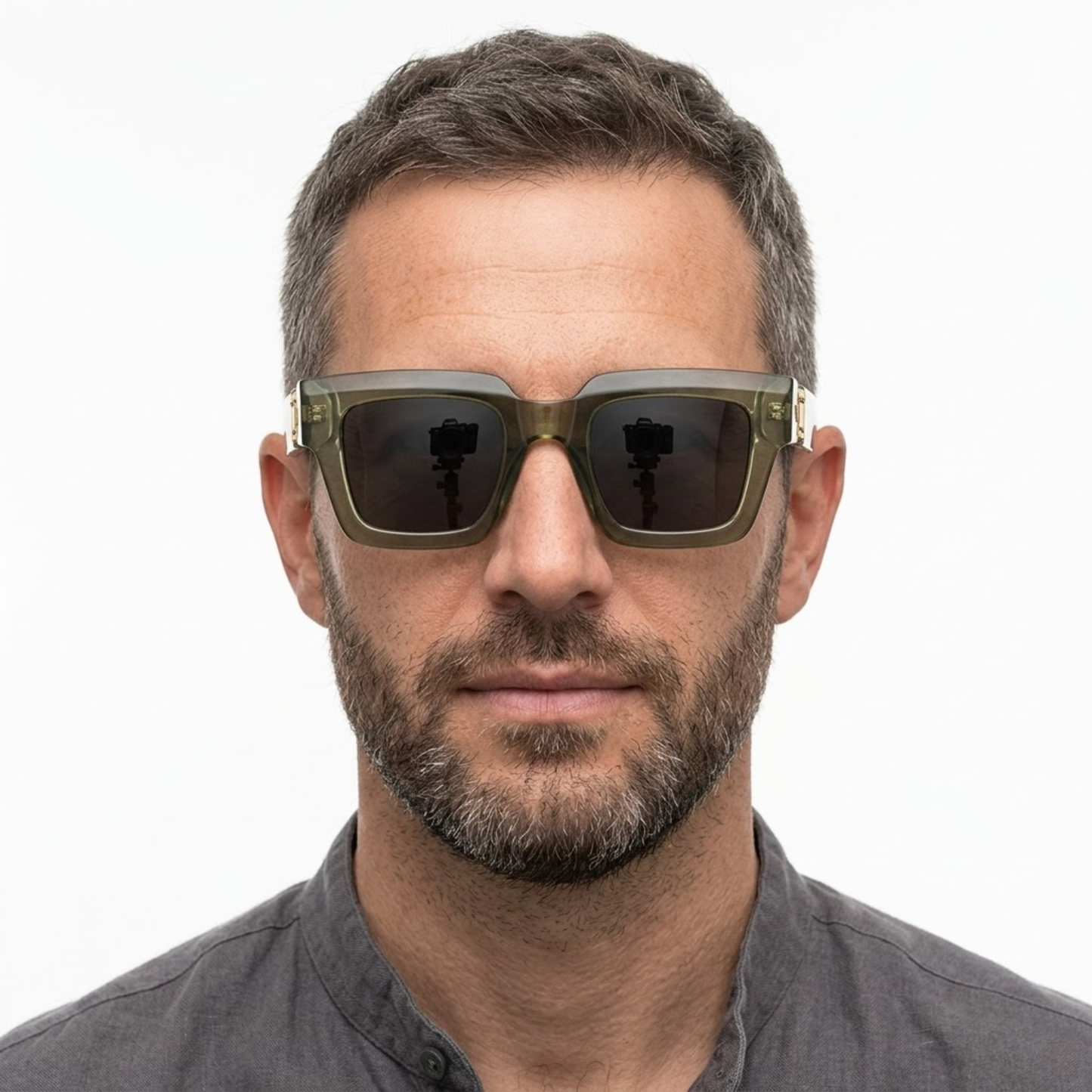 Lunettes de soleil carrées rétro avec verres photochromiques et protection UV400