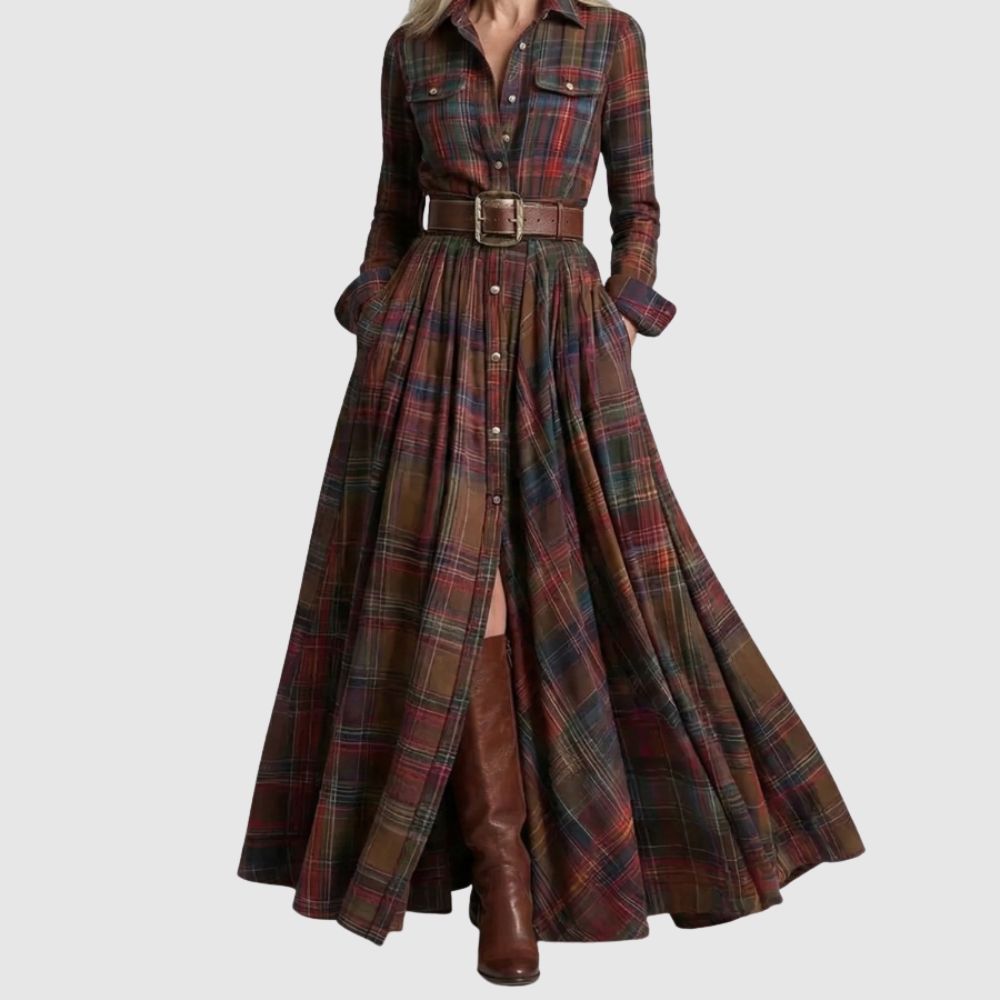 Zoé - Robe chemise maxi avec ceinture