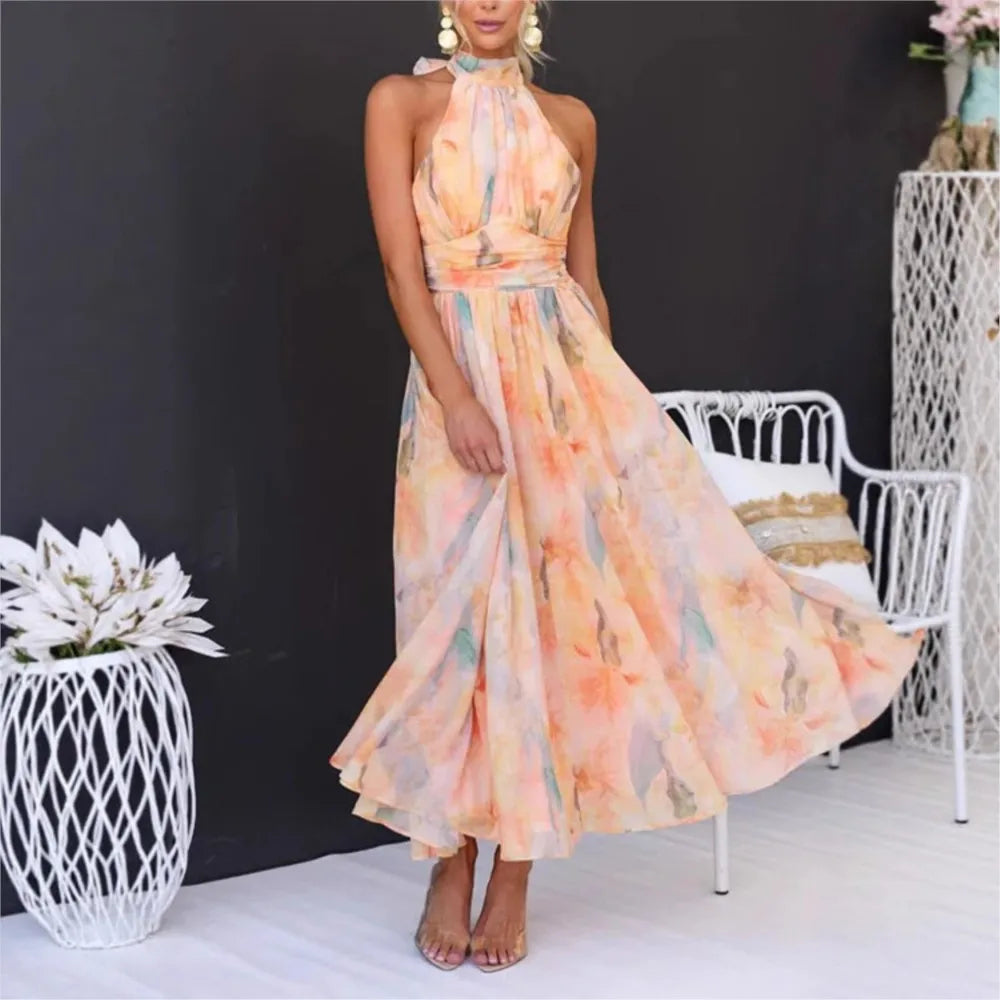 Serafina – Abito halter effetto acquerello