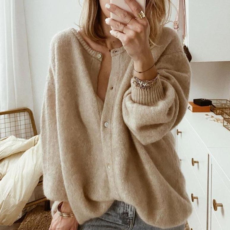 Lindy Cardigan Oversize Femme – Gilet Doux avec Boutons & Coupe Décontractée Moderne