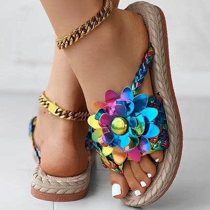 Rainbow Blooms Floral Sandals