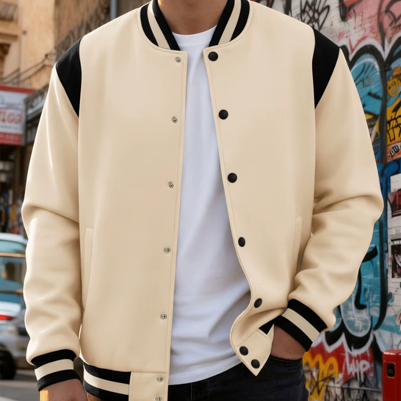 Mark - Long Sleeve Jacket with Button Closure and Side Pockets