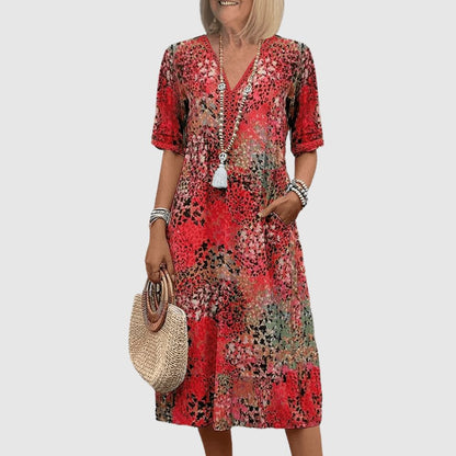 Zoé - Robe midi élégante à fleurs