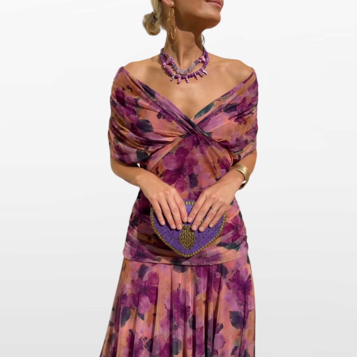 Robe Fleurie Épaules Dénudées Femme