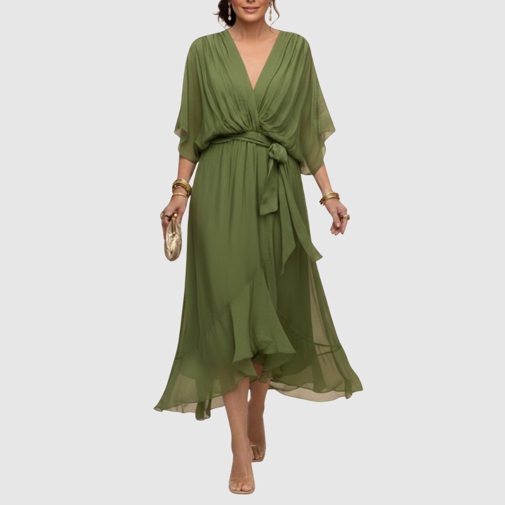 Zoé - Robe portefeuille midi légère