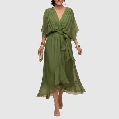 Zoé - Robe portefeuille midi légère