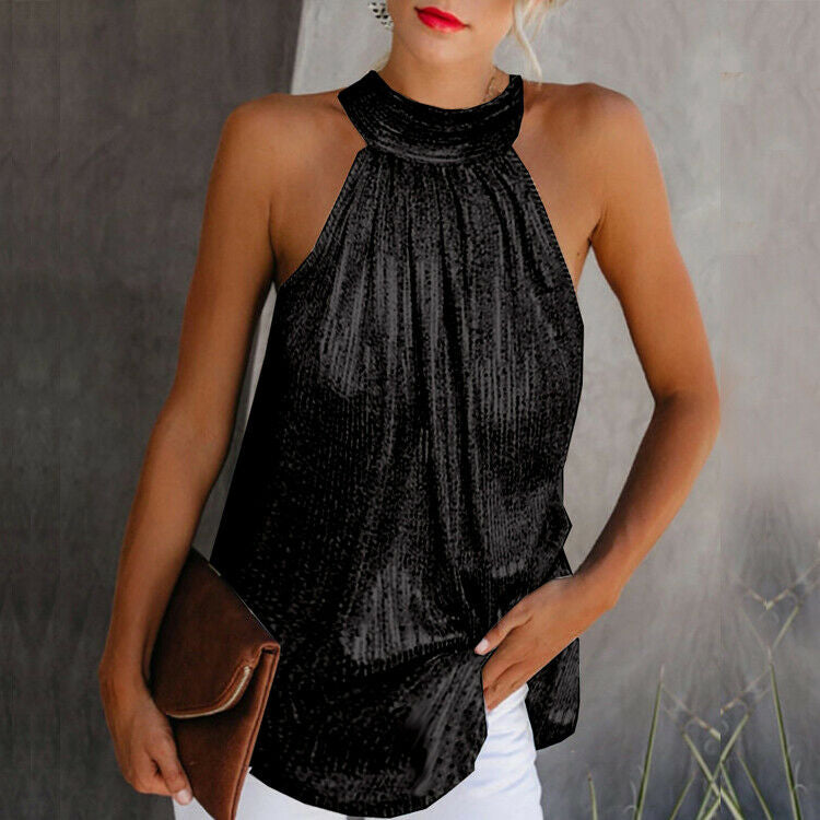 Madalynn Lace Mock Neck Sleeveless Summer Top