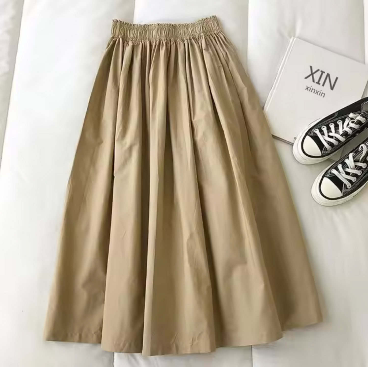 Anya – Jupe large taille haute tendance avec un design plissé élégant et une coupe décontractée