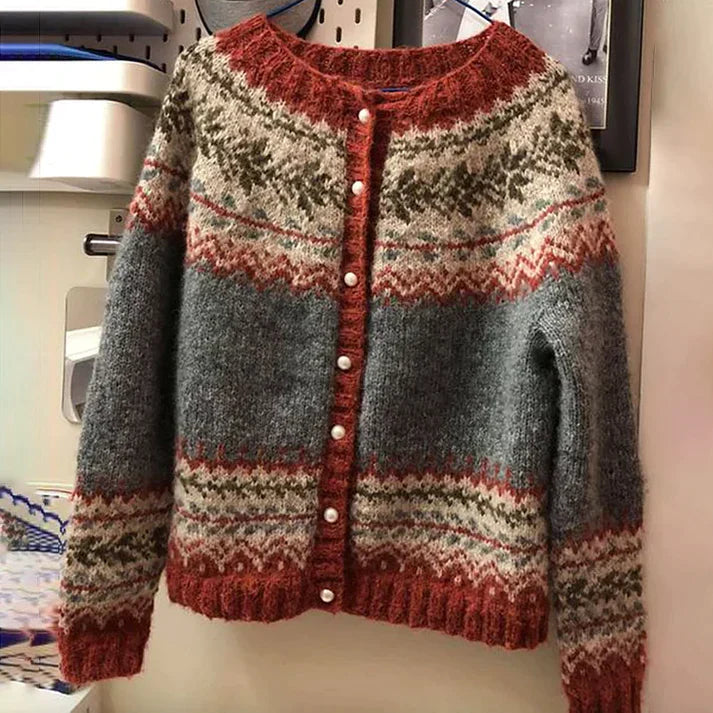 Women’s Vintage Button Knit Cardigan – Elegant Fitted Sweater Soft Classic Layering Top