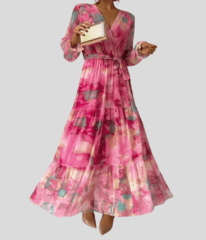 Pia - Long Sleeve Elegant Midi Dress