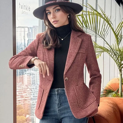 Elodie – Lapel Collar Long Sleeve Blazer With Buttons and Pockets