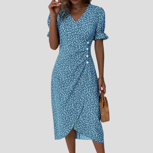 Damska Sukienka Midi W Kwiaty | Elegancki Letni Nadruk