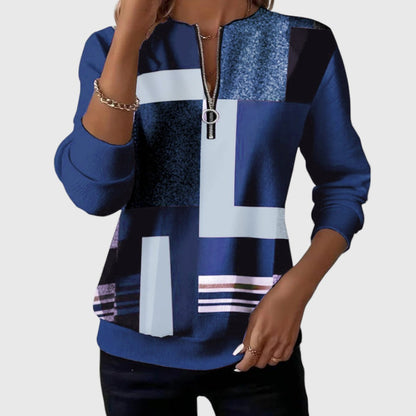 Silje | geometrisk sweatshirt med glidelås