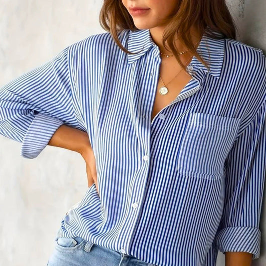Elouise – Gestreifte Damenbluse Langarm Casual