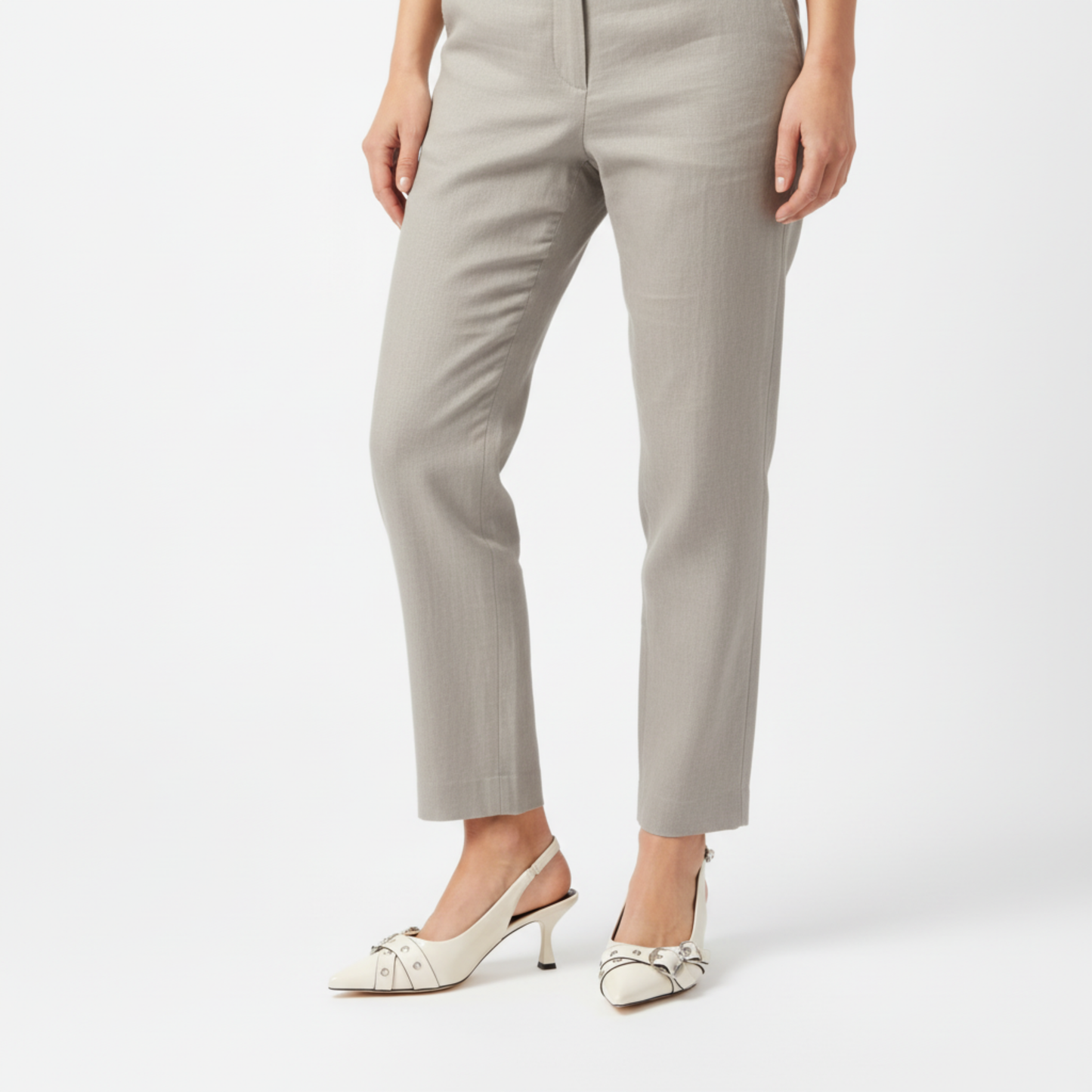 Escarpins Slingback à Bout Pointu en Similicuir avec Détails Métalliques pour Femmes