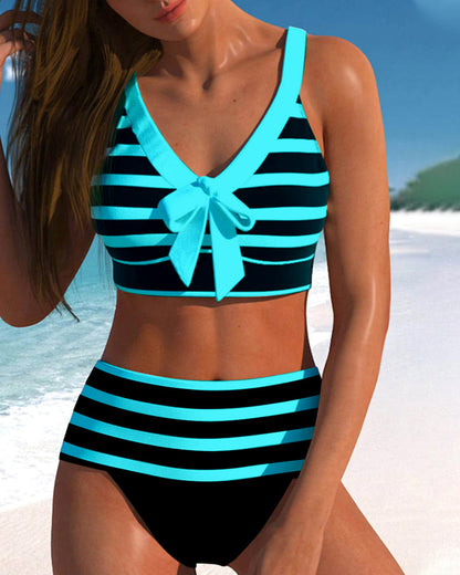 Romy - Bikini Rayé Taille Haute