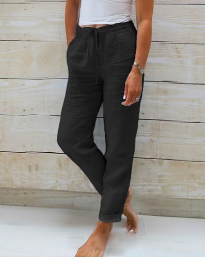 Lorinne | Pantaloni in Lino Stretch