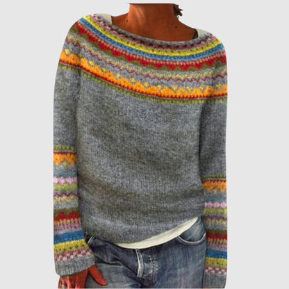 Amelia – Damski sweter z kolorowym nordyckim wzorem