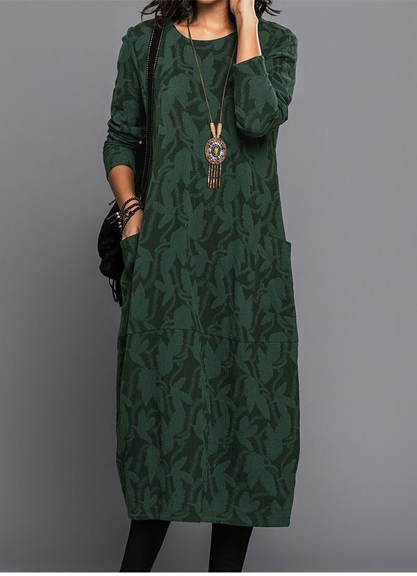 Dress Cotton Long Sleeve Midi Casual Relaxed Fit Spring