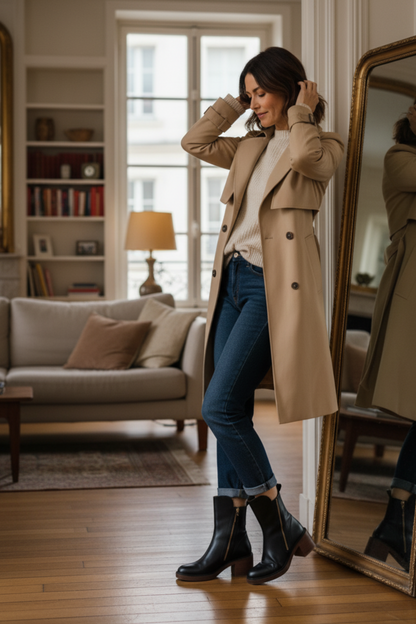 Valorine™ | Botine elegante din piele cu toc confortabil