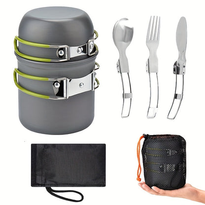 Opvouwbare Kookset van Aluminium Legering – Lichtgewicht en Duurzaam voor Kamperen, Hiking en Picknicken