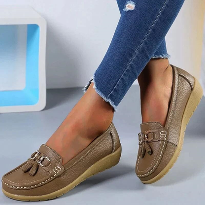 Mocassins Femme À Enfiler Finition Texturée Semelle Souple Usage Quotidien