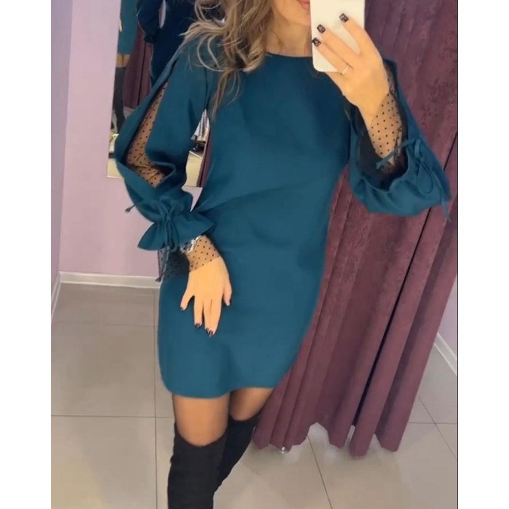 Elamie | Elegantes Minikleid mit Mesh-Ärmeln