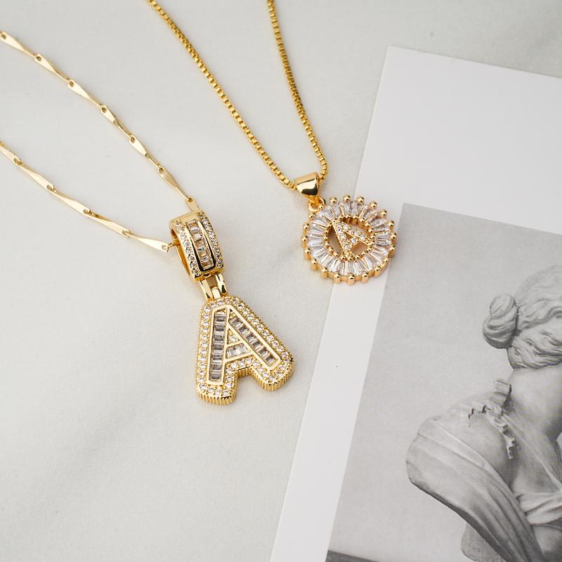 AISHA - Elegant 2-Pack Initial Pendant Necklaces
