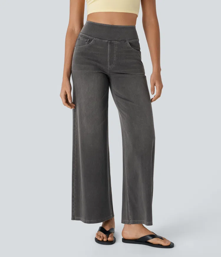 Vanelle | Hoge taille jeans met wijde pijpen voor dames – Comfortabele stretchdenim, casual en stijlvol