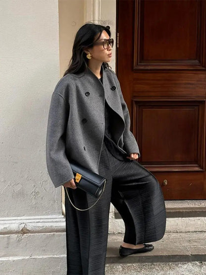 Zophia | Stylische übergroße Wolljacke mit Knöpfen
