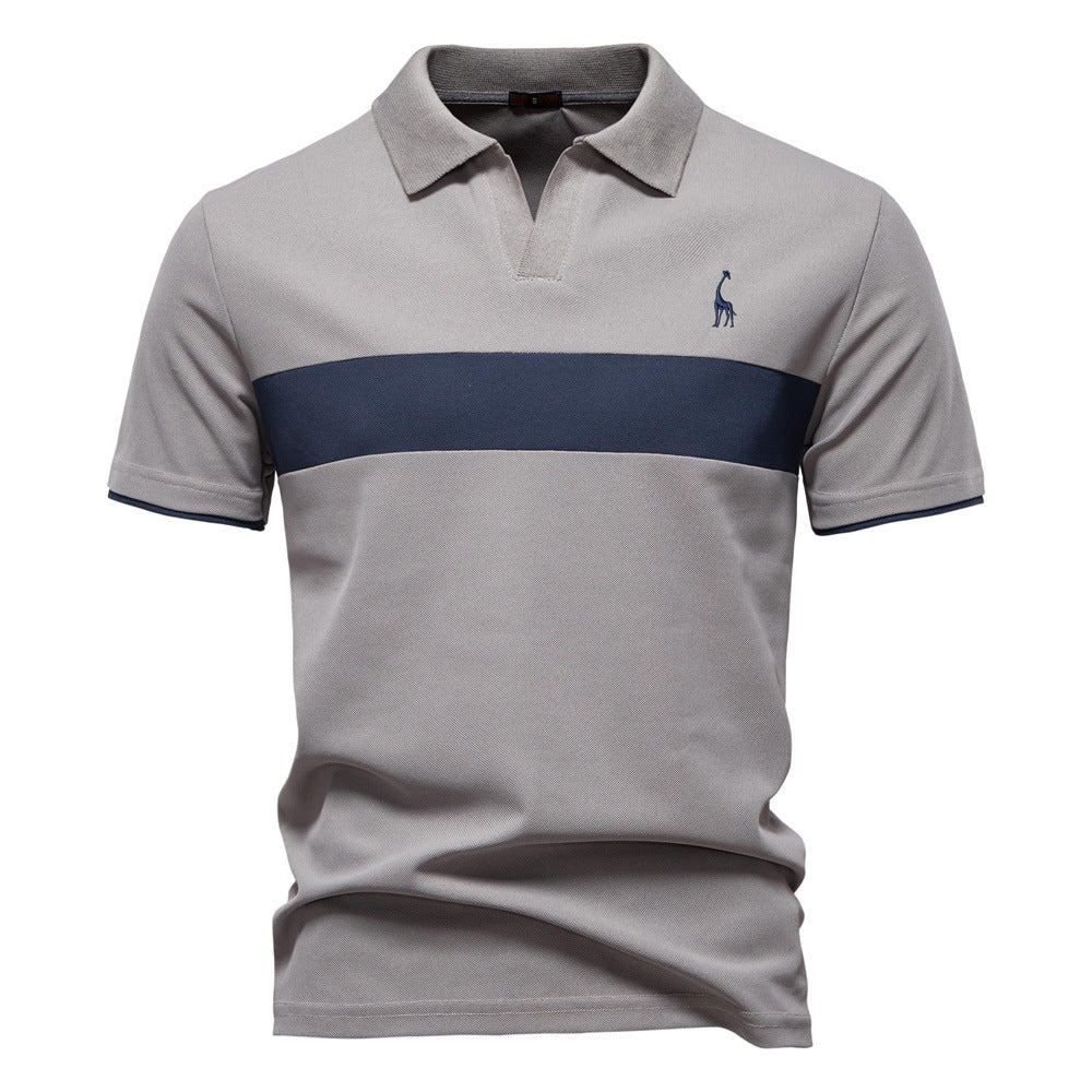 Tom Hollinger | Herren Poloshirt mit kurzen Ärmeln und gestreifter Stickerei