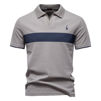 Tom Hollinger | Herren Poloshirt mit kurzen Ärmeln und gestreifter Stickerei